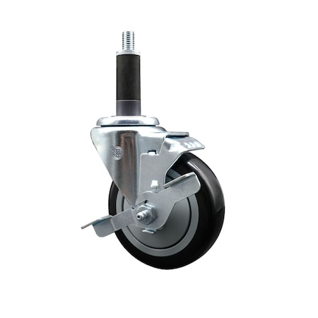 Service Caster 4'' SS Black Poly Swivel 1'' Expanding Stem Caster with Brake SCC-SSEX20S414-PPUB-BLK-TLB-1
